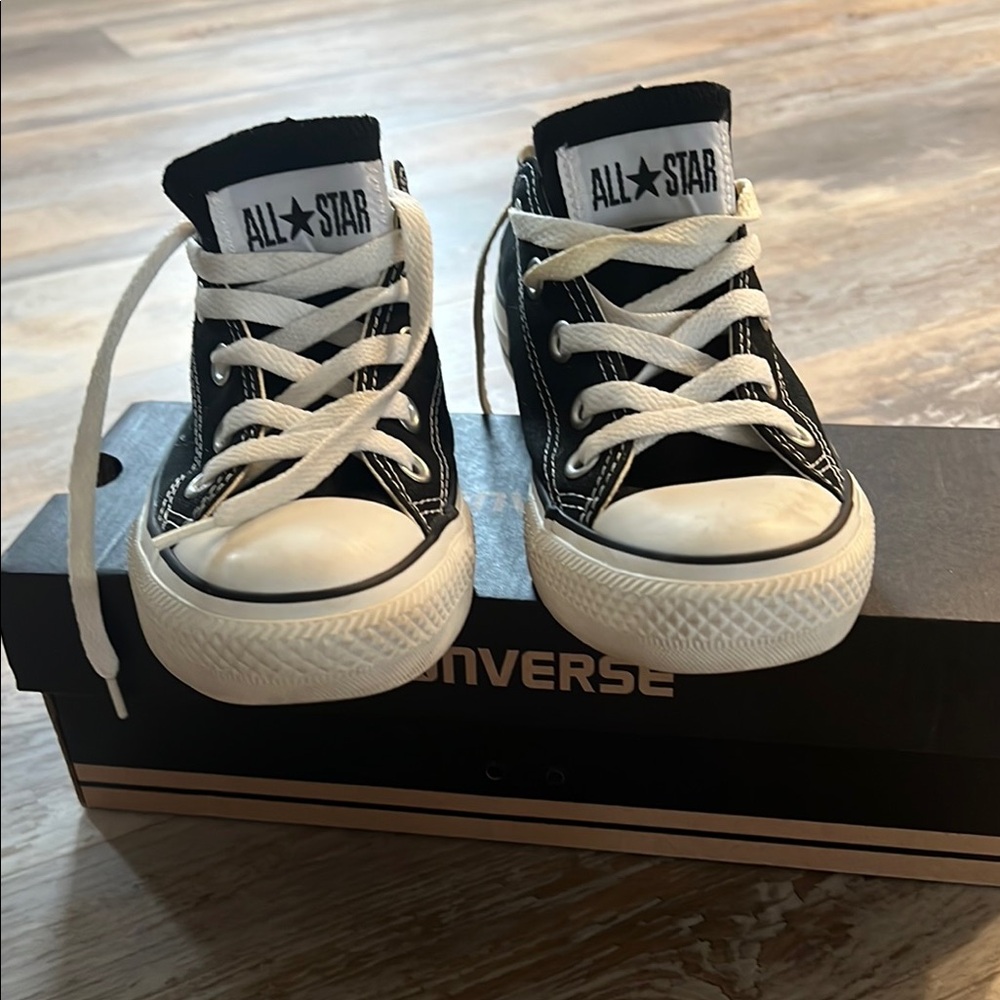 Black Canvas Converse Sneakers with White Accents